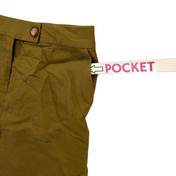 Vanessa Virginia Anthropologie Mini Skirt Green Cotton Pockets Size 8 - Picture 7 of 7
